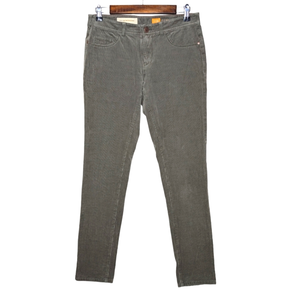 Pilcro and the Letterpress Anthropologie Serif Green Curduroy Slim Pants Size 28